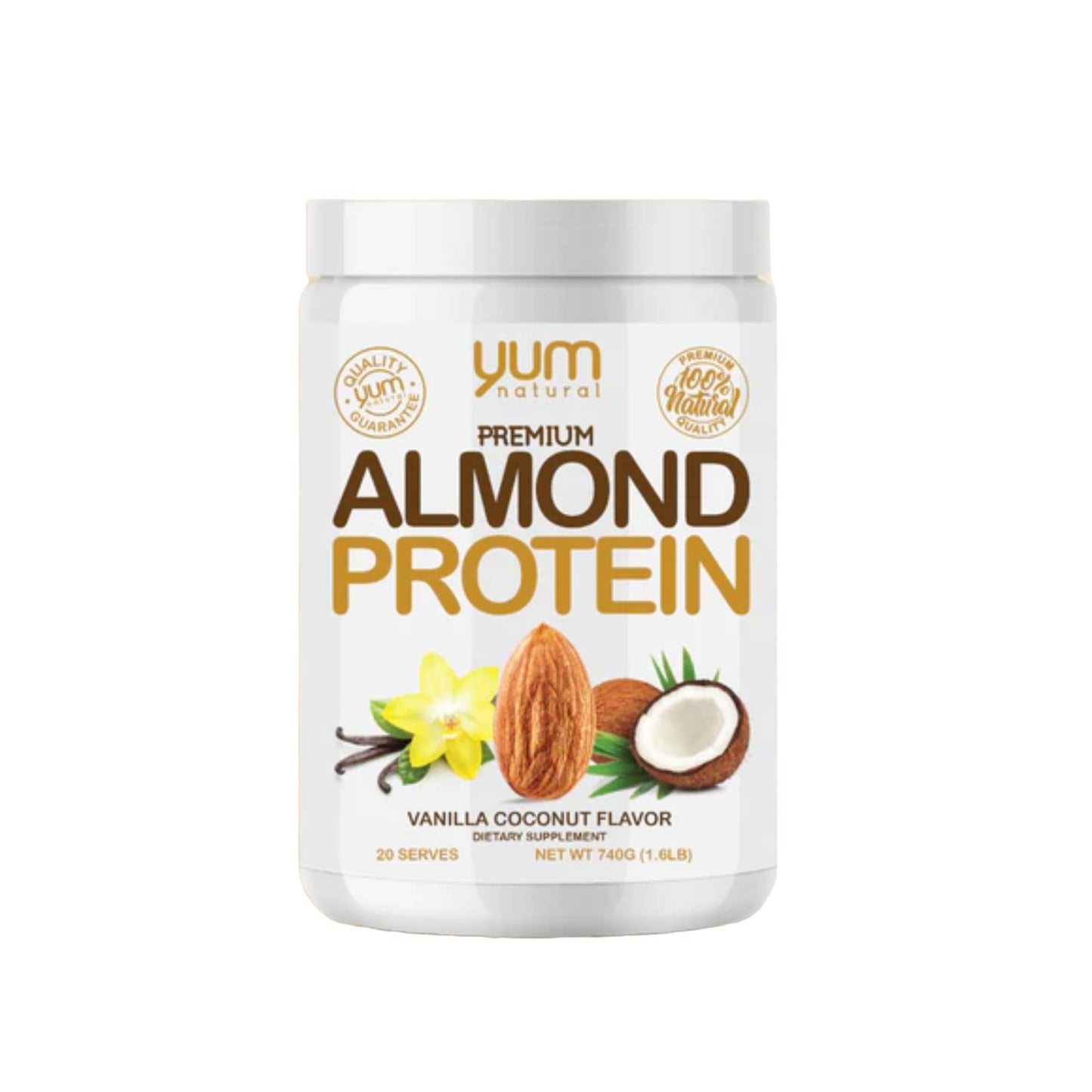 Yum Natural - Premium Almond Protein VANILLA COCONUT 740g