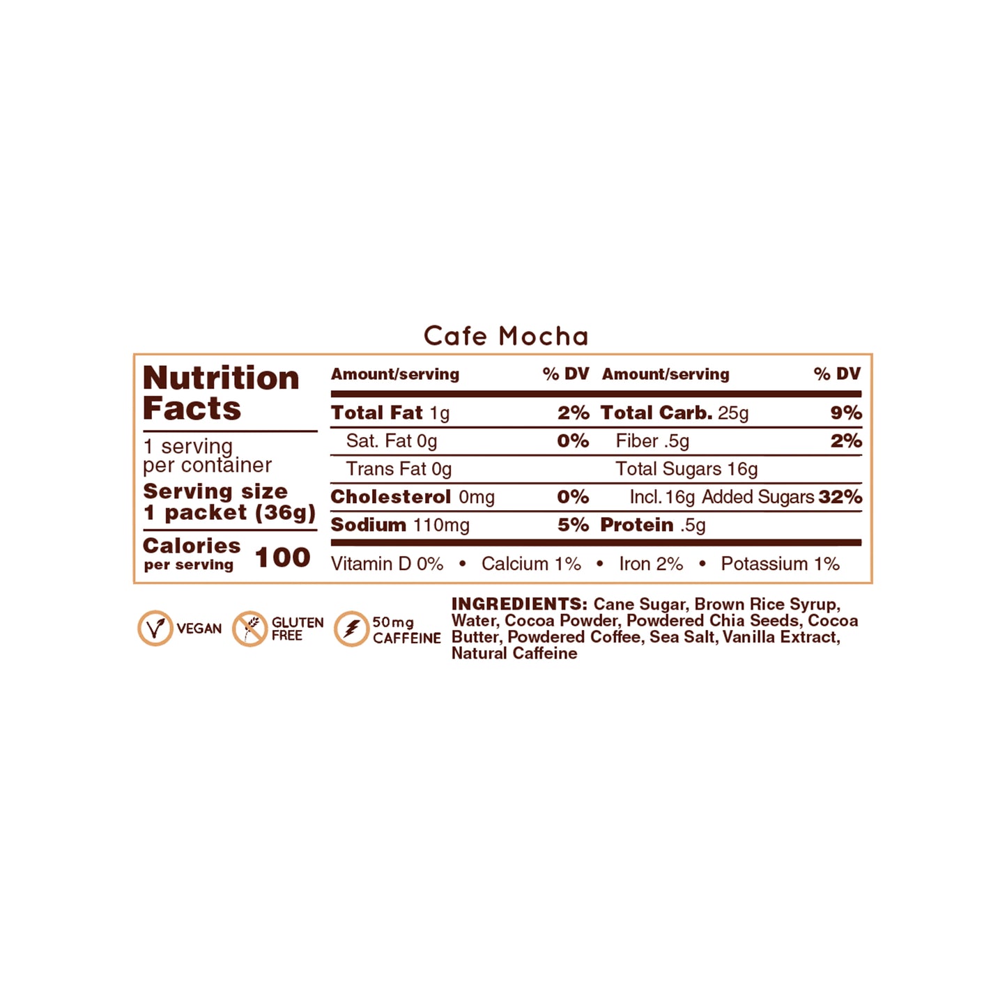 Huma – Chia Energy Gel Cafe’ Mocha 2x Caffeine 36g