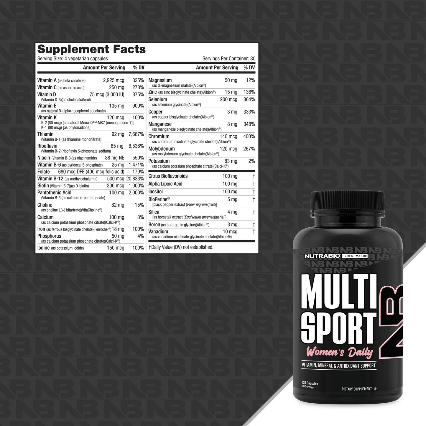 Nutrabio - MultiSport for Women 120 Vegetable Capsules (9/1/25 Exp)