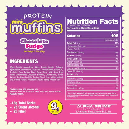 ALPHA PRIME BITES - PROTEIN MINI MUFFINS CHOCOLATE FUDGE