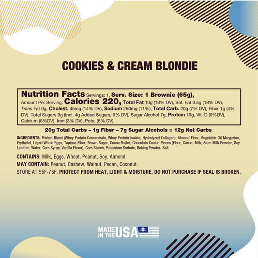 ALPHA PRIME BITES - PROTEIN BROWNIE COOKIES AND CREAM BLONDIE