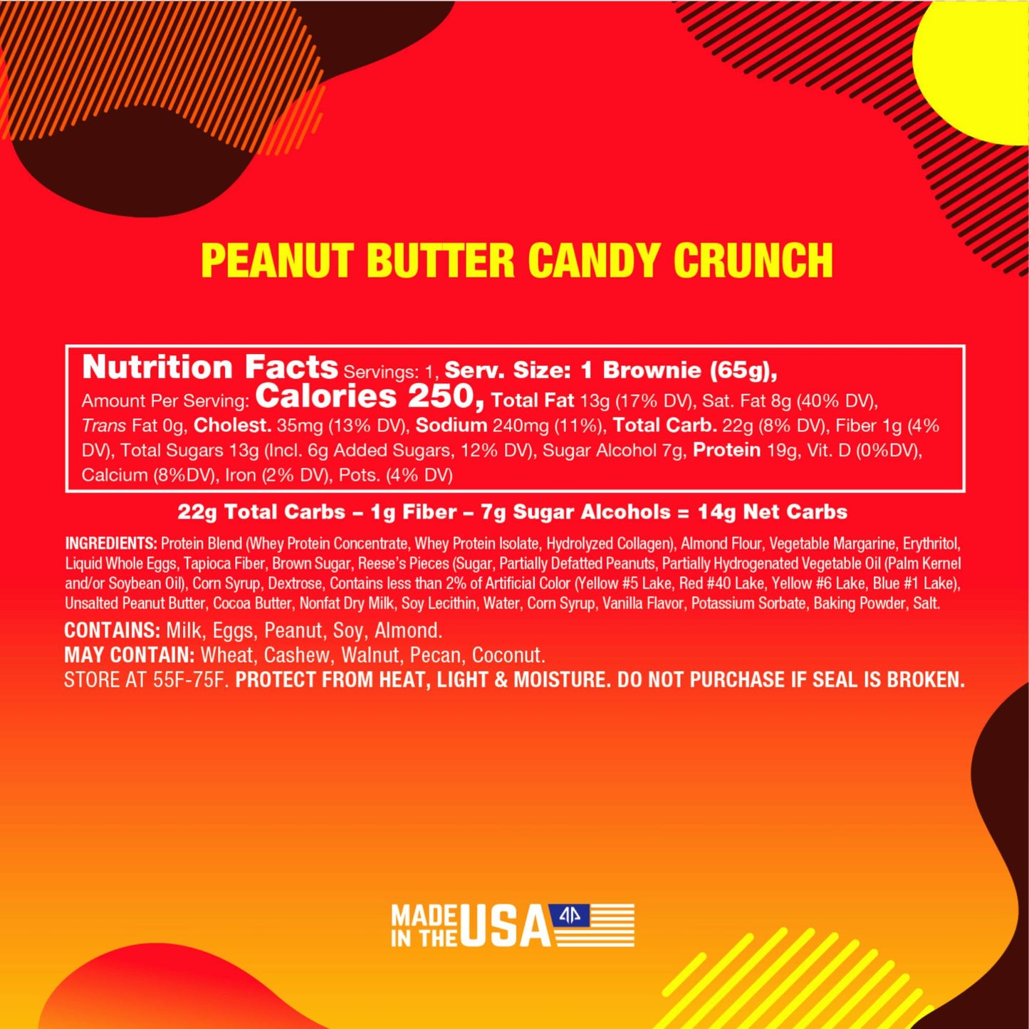 ALPHA PRIME BITES - PROTEIN BROWNIE PEANUT BUTTER CANDY CRUNCH (Best By: 11/29/25)