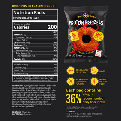 Crisp Power - Protein Pretzels FLAMIN CRUNCH 50g