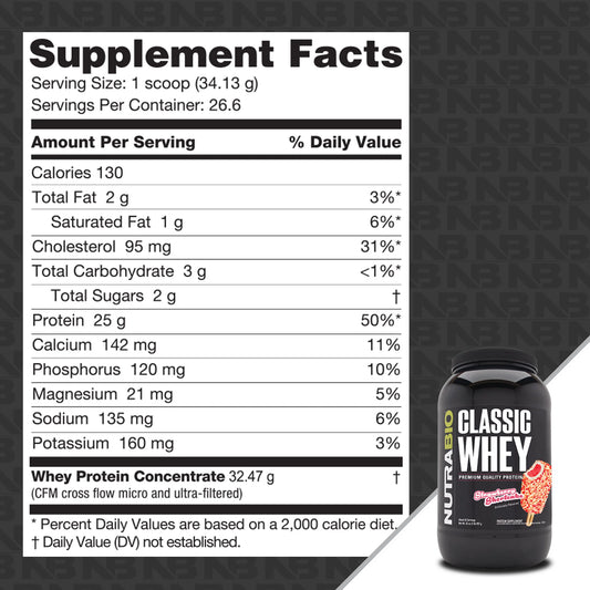 Nutrabio - Classic Whey STRAWBERRY SHORTCAKE 2lbs