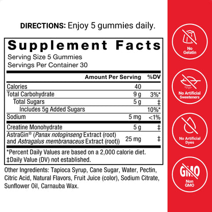 Force Factor - Creatine Monohydrate Mixed Berry 150 gummies