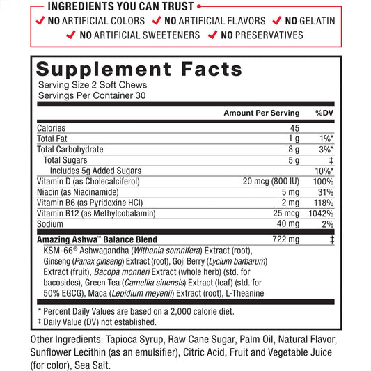 Force Factor - Amazing Ashwa Triple Berry 60 soft chews