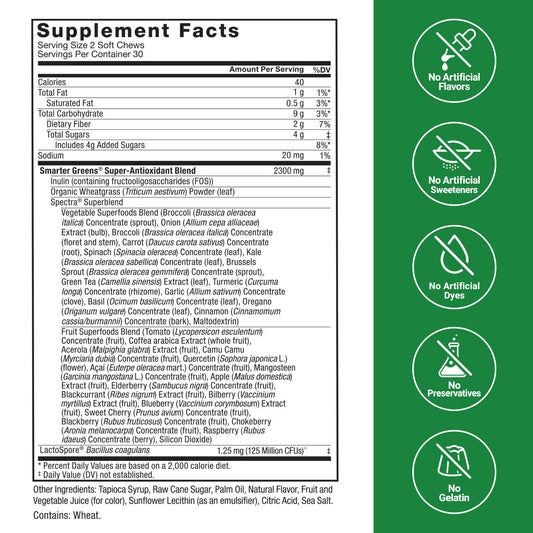 Force Factor - Smarter Greens Summer Berry 60 soft chews