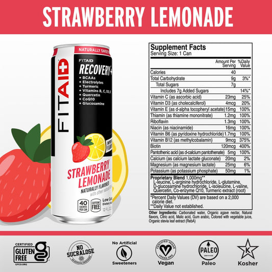 FITAID - Low Calorie Recovery + STRAWBERRY LEMONADE 355ML