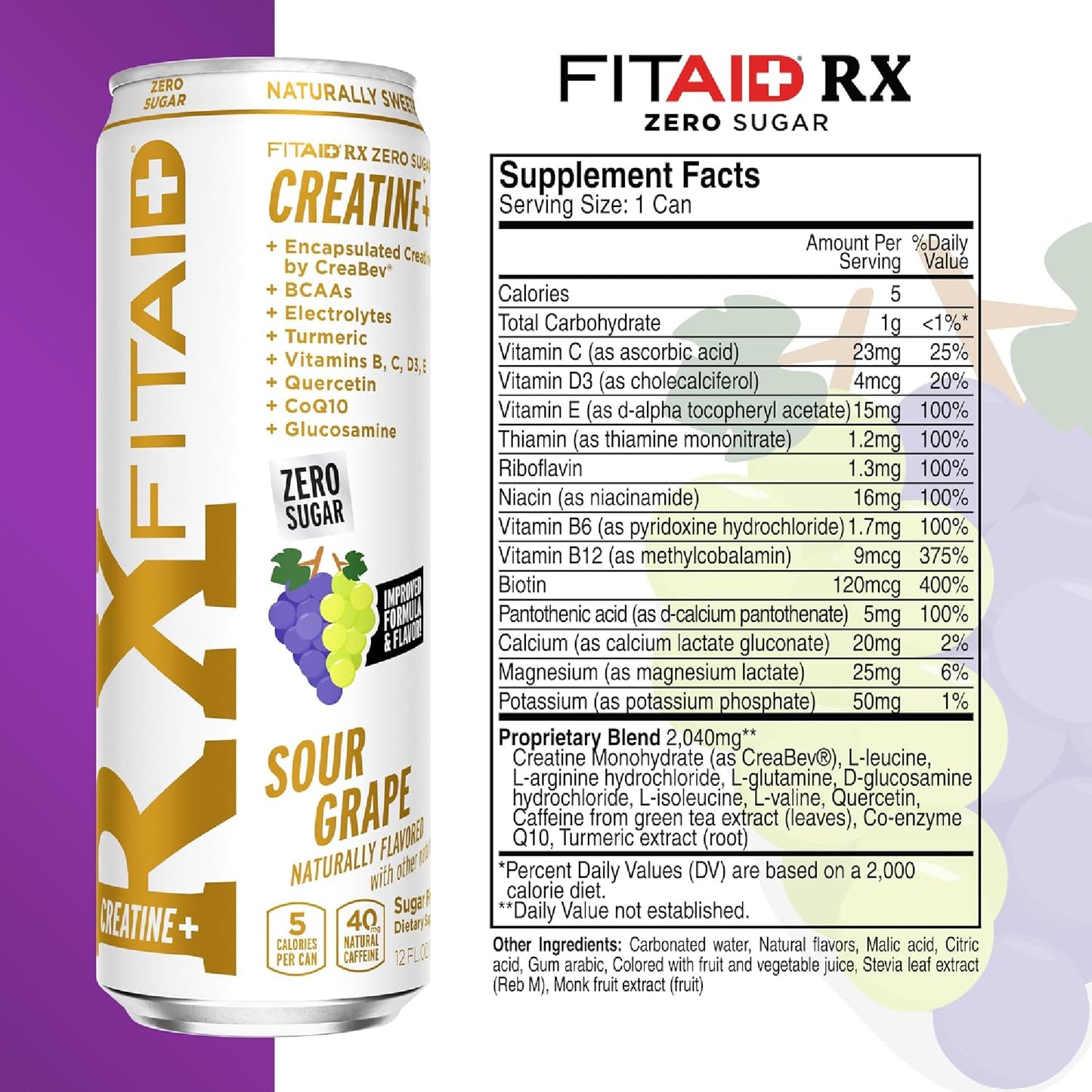 FITAID - RXZ Creatine + SOUR GRAPE 355ML