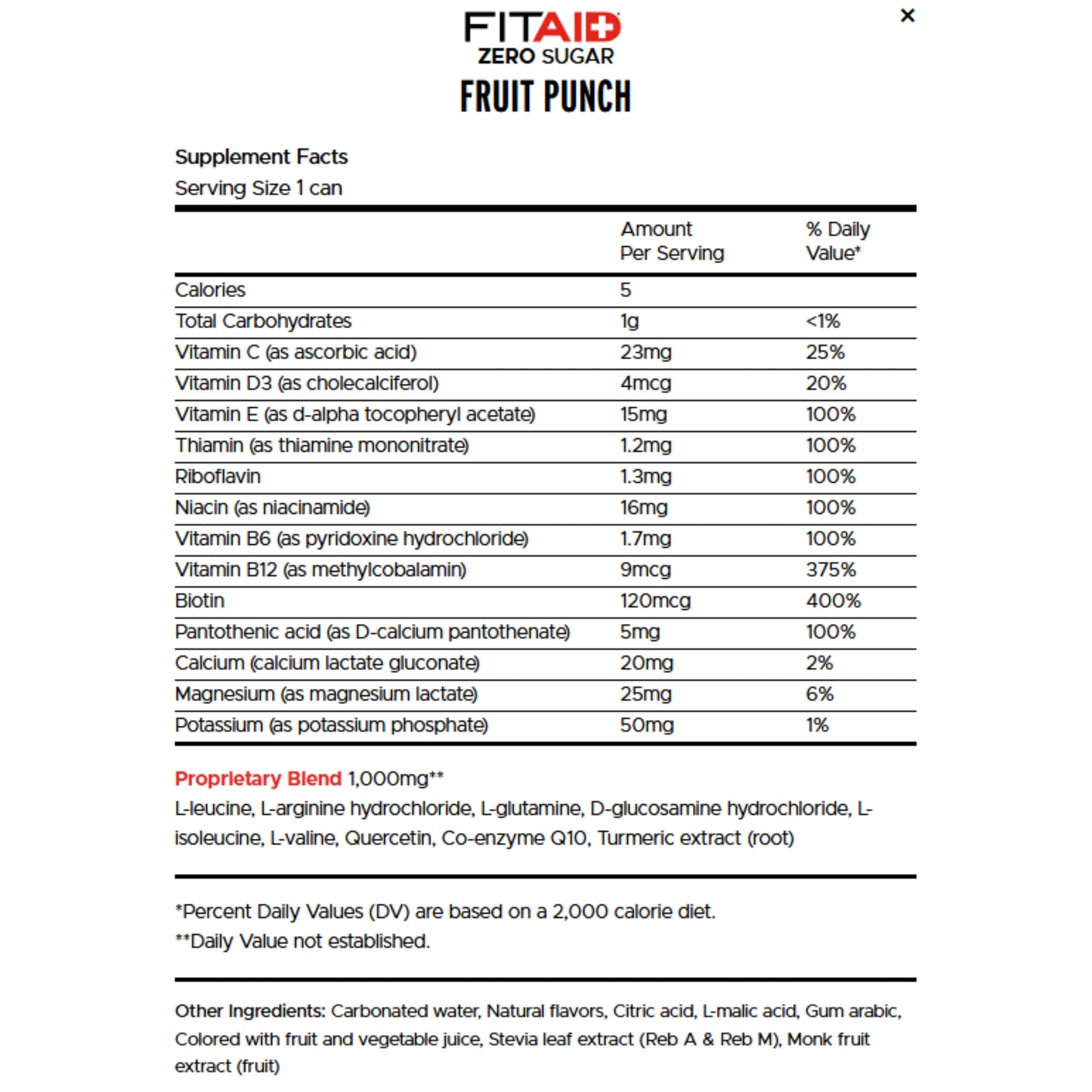 FITAID - Zero Sugar Recovery + FRUIT PUNCH 355ML