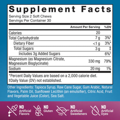 Force Factor - Ultimate Magnesium Glycinate & Citrate MIXED BERRY 60 soft chews