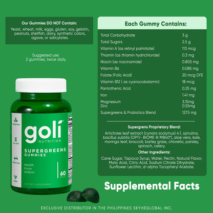 Goli - Supergreens 60 Gummies (12/1/25 Exp)