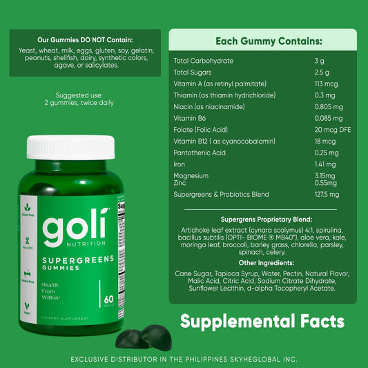 Goli - Supergreens 60 Gummies (12/1/25 Exp)