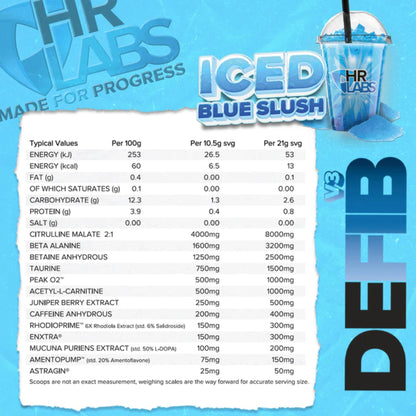 HR LABS - Defib V3 ICED BLUE SLUSH 420g (Slightly Clumped)