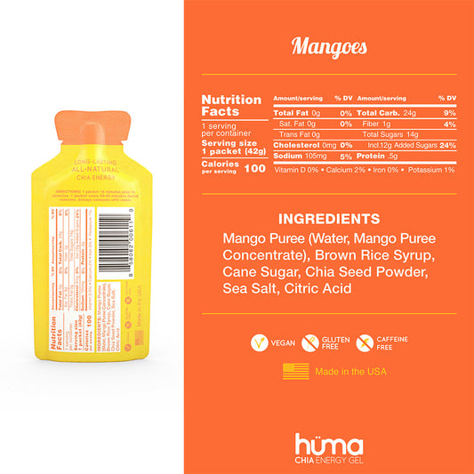 Huma – Chia Energy Gel Mangoes Caffeine Free 42g