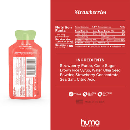 Huma – Chia Energy Gel Strawberries Caffeine Free 43g