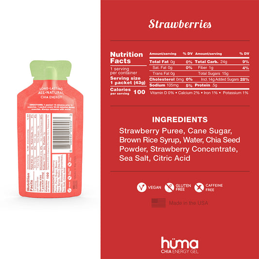 Huma – Chia Energy Gel Strawberries Caffeine Free 43g