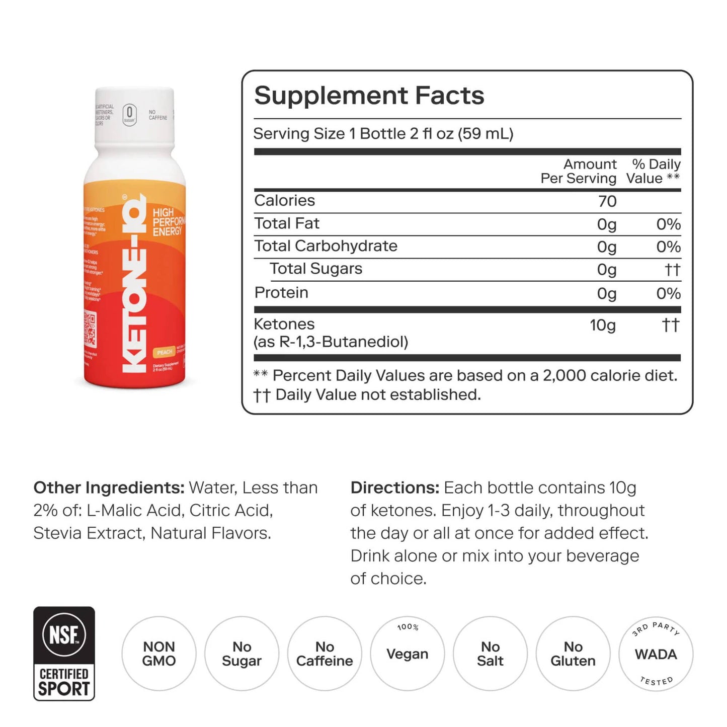 Ketone-IQ High Performance Energy Shot PEACH 59ml