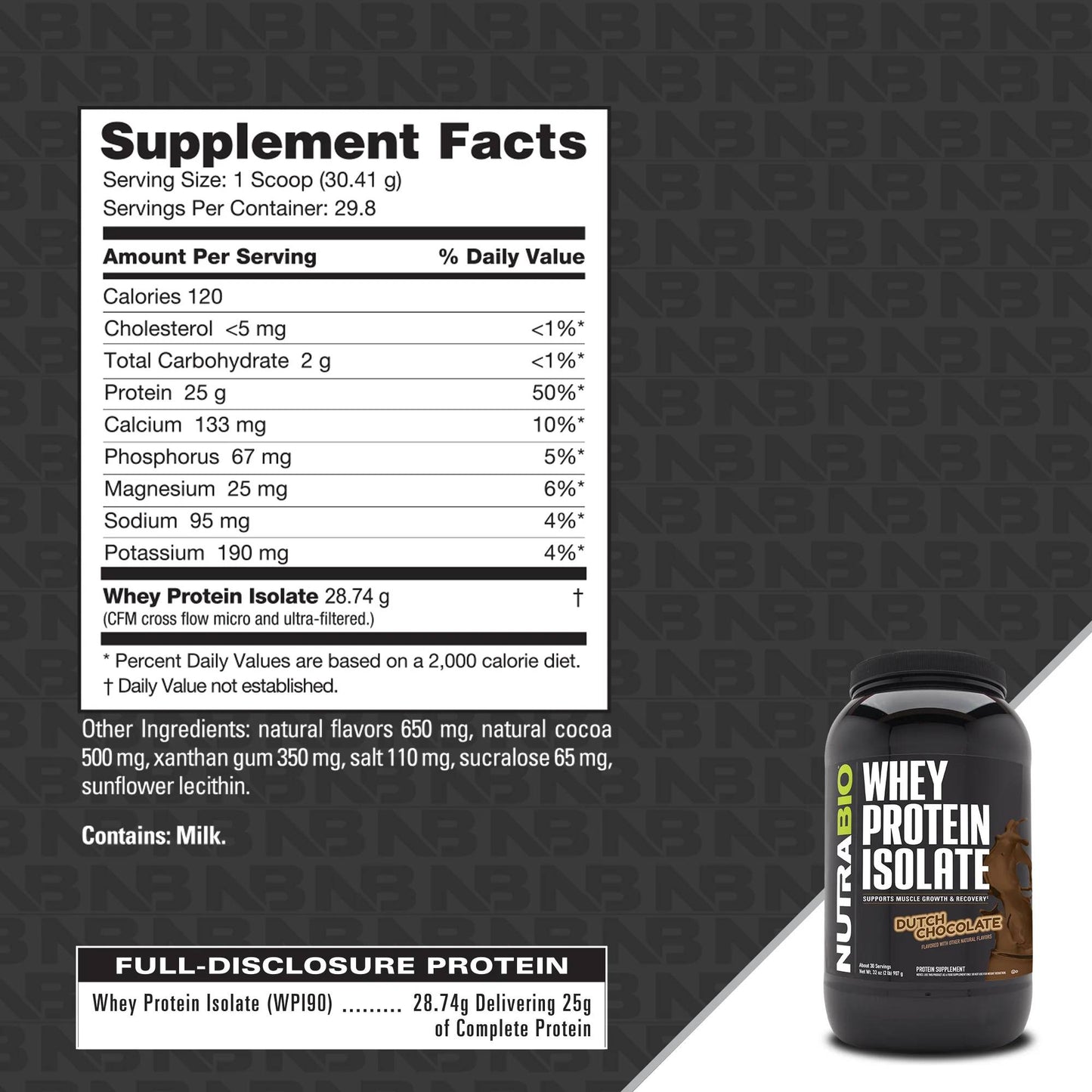 Nutrabio – Whey Protein Isolate DUTCH CHOCOLATE 2lbs