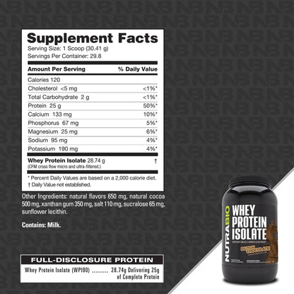 Nutrabio – Whey Protein Isolate DUTCH CHOCOLATE 2lbs