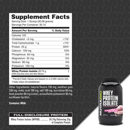 Nutrabio – Whey Protein Isolate STRAWBERRY ICE CREAM 2lbs