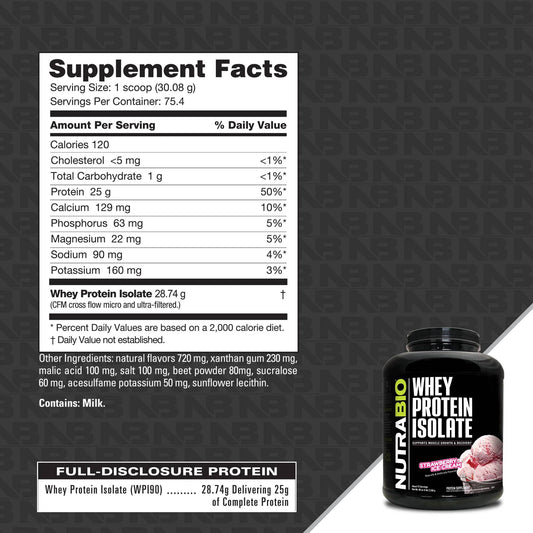 Nutrabio – Whey Protein Isolate STRAWBERRY ICE CREAM 5lbs