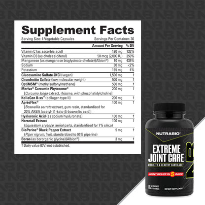 Nutrabio - Extreme Joint Care 120 Gelatin Capsules