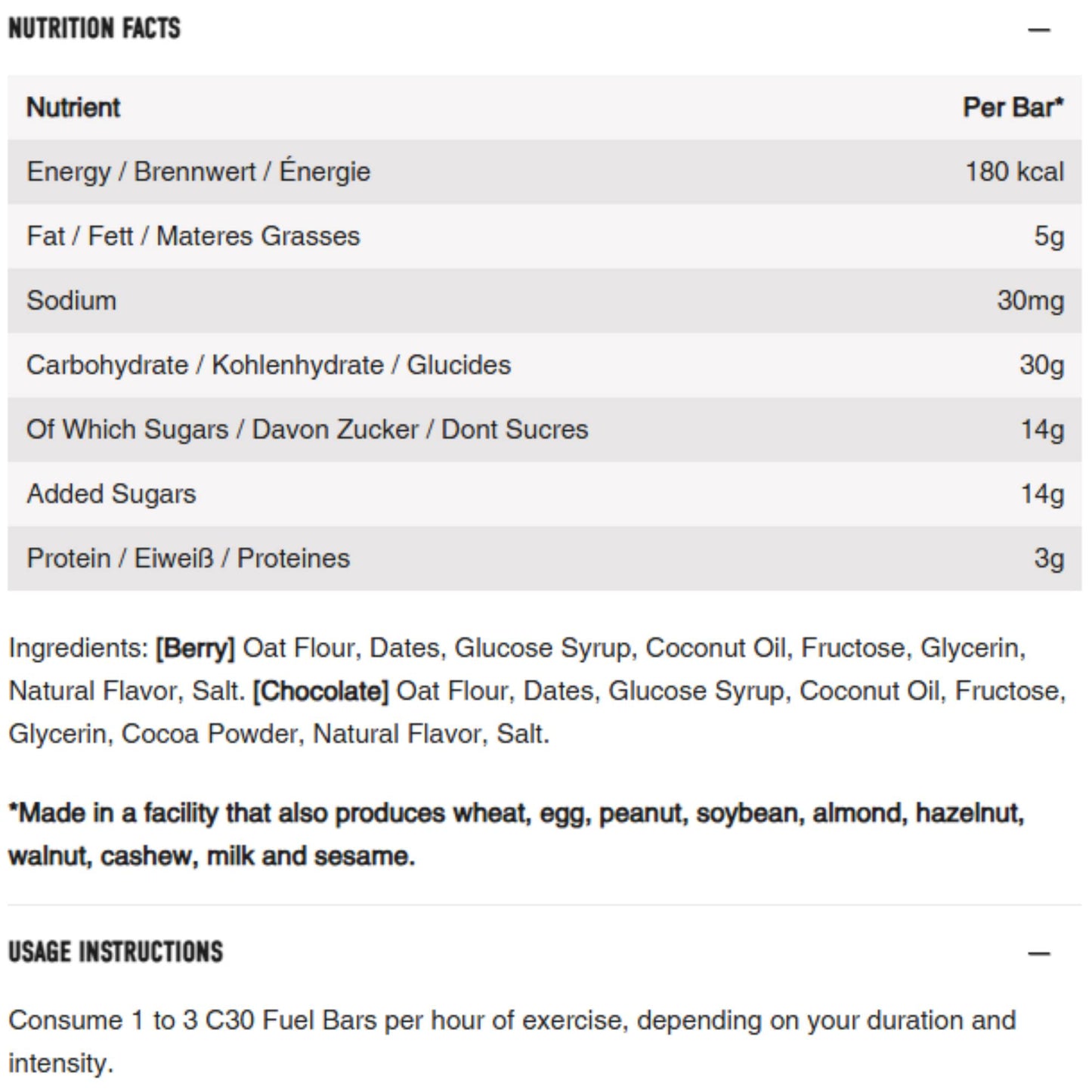 NEVERSECOND – C30 Fuel Bar LEMON 47g