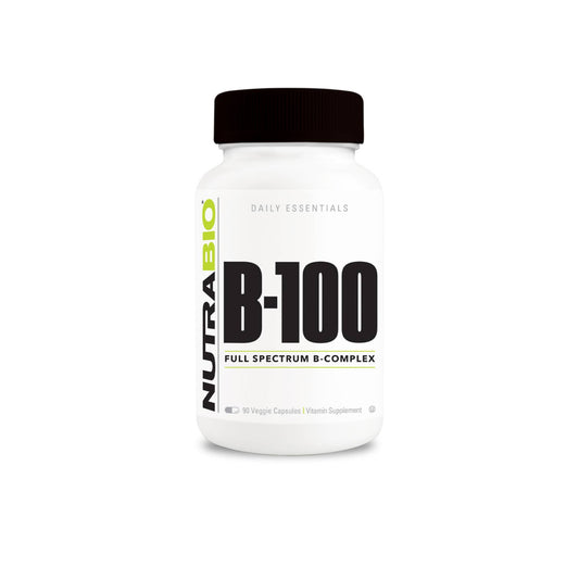 Nutrabio – B-100 Complex 90 Vegetable Capsules (4/1/25 Exp)