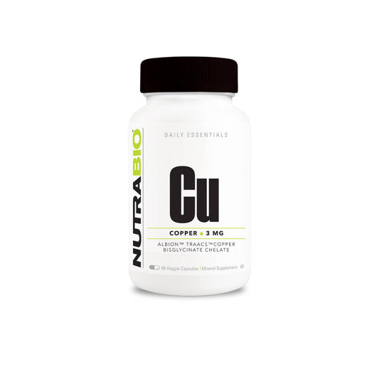 Nutrabio – Copper Chelate (3mg) 90 Vegetable Capsules (4/1/25 Exp)