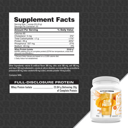 Nutrabio – Clear Whey Protein Isolate MANGO MIST 1.1lbs