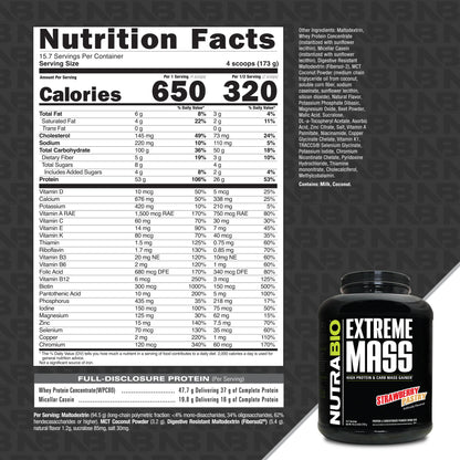 Nutrabio – Extreme Mass Gainer STRAWBERRY PASTRY 6LBS