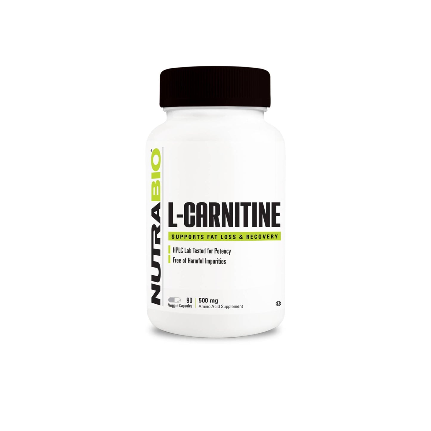 Nutrabio – L-Carnitine (500mg) 90 Vegetable Capsules