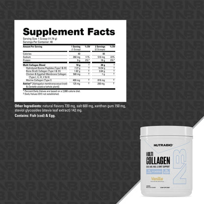 NUTRABIO - Multi Collagen Vanilla 1lb