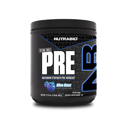 Nutrabio – Pre Stim Free – BLUE RAZZ 20 servings