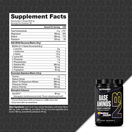 Nutrabio - Base Aminos  BLACKBERRY LEMONADE 30 Servings