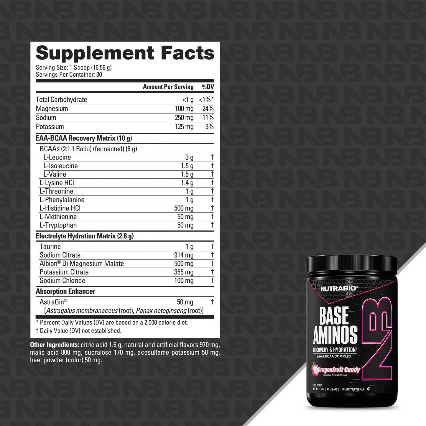 Nutrabio - Base Aminos DRAGON FRUIT CANDY 30 Servings