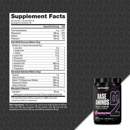 Nutrabio - Base Aminos GRAPE BERRY CRUSH 30 Servings