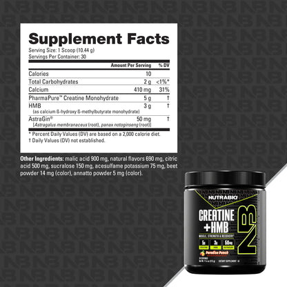 Nutrabio – Creatine + HMB PARADISE PUNCH 30 servings