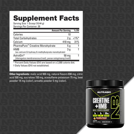 Nutrabio – Creatine + HMB PARADISE PUNCH 30 servings