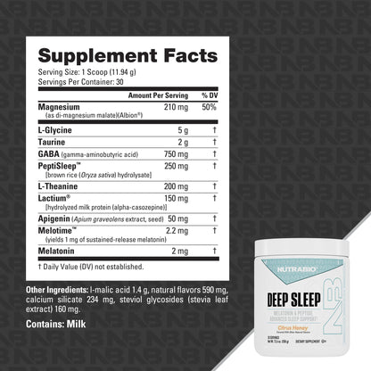 Nutrabio - Deep Sleep CITRUS HONEY 30 Servings