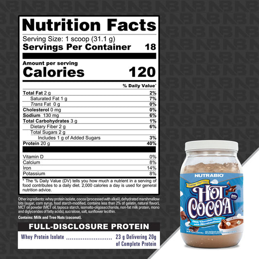 Nutrabio – Hot Cocoa Protein MILK CHOCOLATE 560G