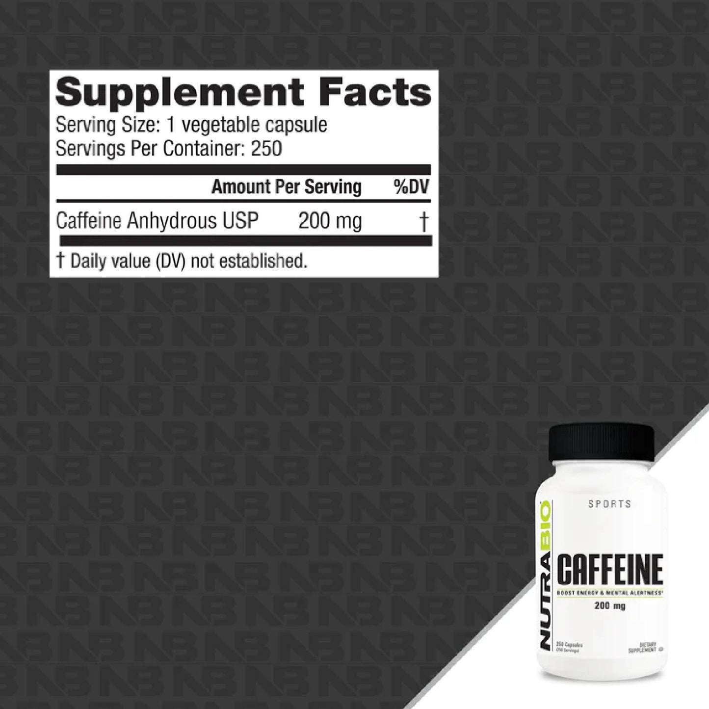 Nutrabio - Caffeine (200mg) 250 VCAPS
