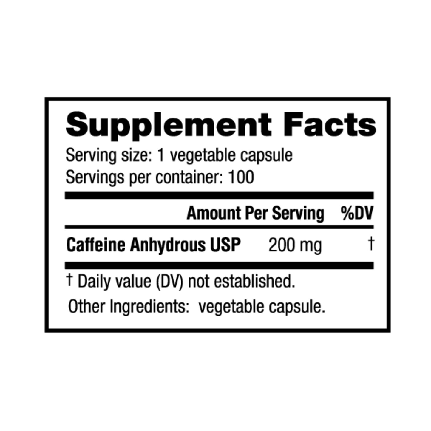 Nutrabio - Caffeine (200mg) 100 Vegetable Capsules