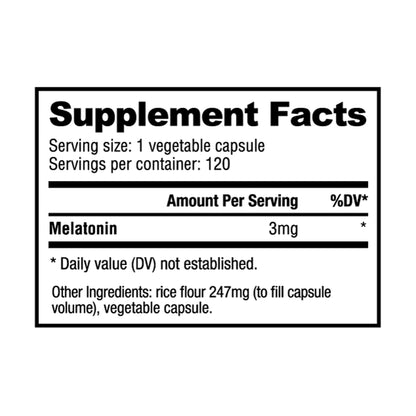 Nutrabio – Melatonin 3mg 120 Vegetable Capsules