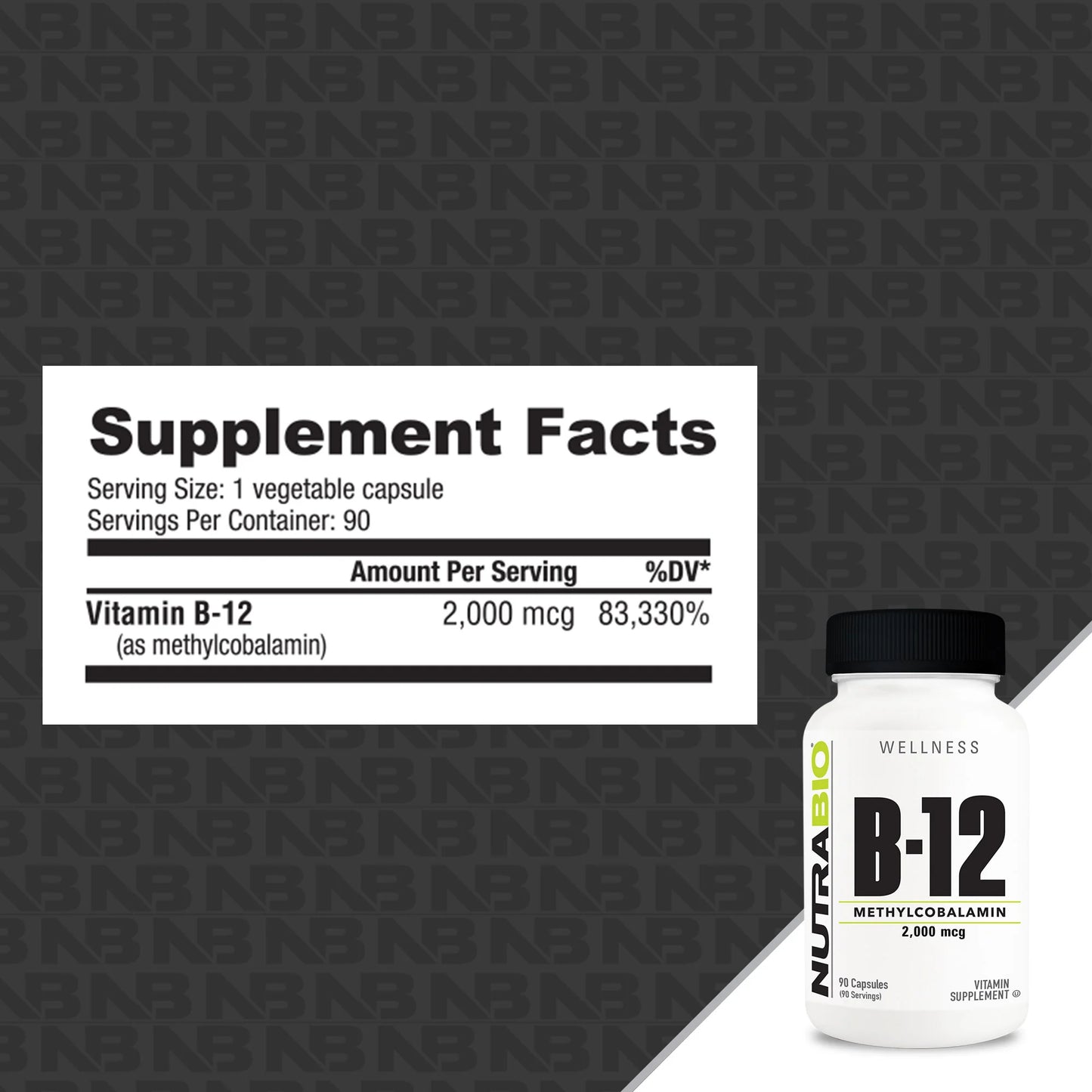 Nutrabio - Methyl B-12 (2000mcg) 90 Vegetable Capsules (8/1/26 Exp)