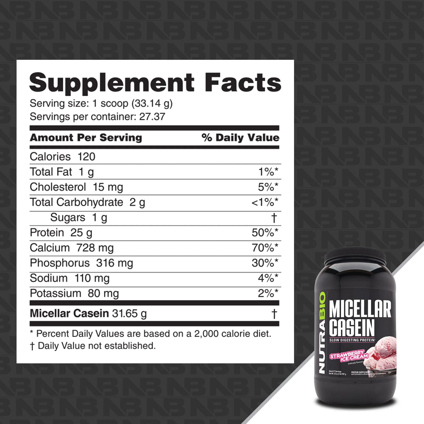 Nutrabio - Micellar Casein Protein STRAWBERRY ICE CREAM 2lbs