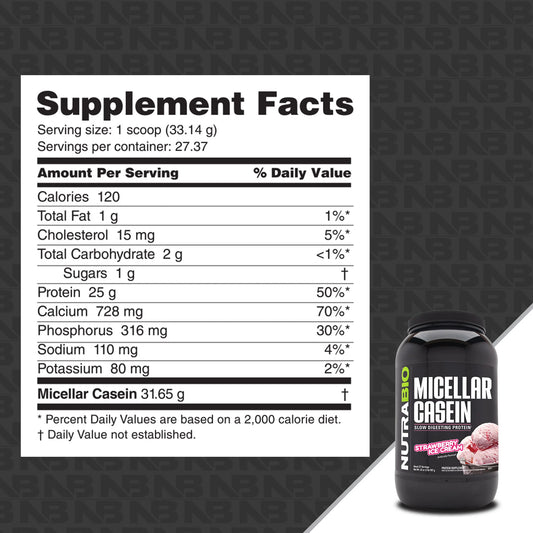 Nutrabio - Micellar Casein Protein STRAWBERRY ICE CREAM 2lbs