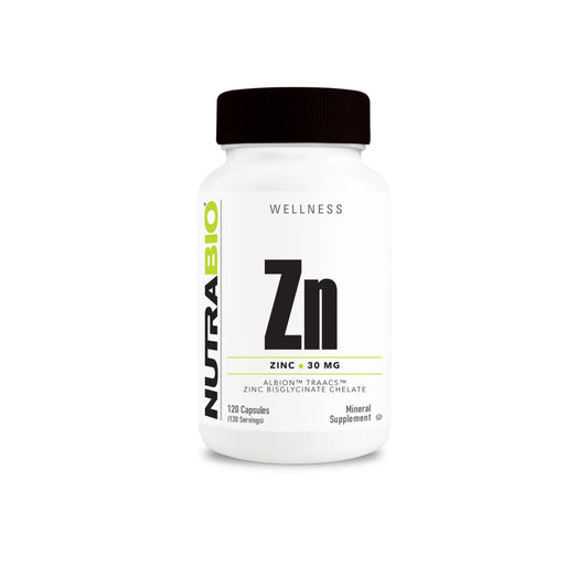 Nutrabio – Chelated Zinc 30mg 120 Vegetable Capsules (10/1/25 Exp)