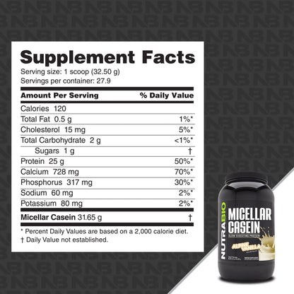 Nutrabio - Micellar Casein Protein ALPINE VANILLA 2lbs